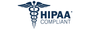 HIPAA Compliant medical data security seal for Holly AI healthcare scheduling software.